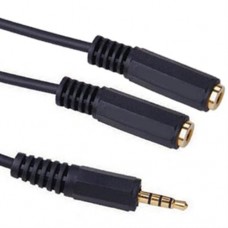 3.5mm Male Jack to Twin Female Audio Extension Cable