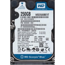 Western Digital WD2500BEVT - 22ZCT0 250Gb 2.5" Laptop SATA Hard Drive