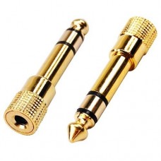 3.5mm Gold Jack Socket to 6.35mm Plug Headphone Adapter